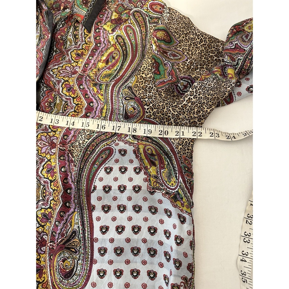 Gianna Silk XL Paisley Shirt Tunic Top Blouse LS Lightweight Boho Artsy Travel - Picture 7 of 9